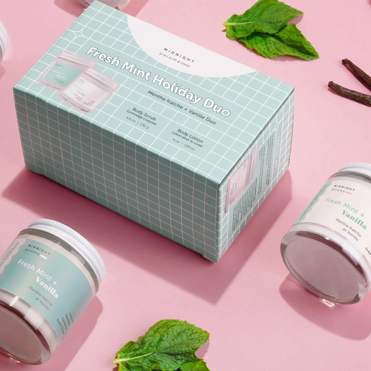 Midnight Paloma - Fresh Mint + Vanilla Body Scrub and Lotion Duo ...